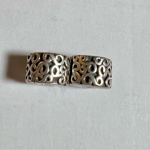 TWO Pandora sterling silver authentic charm bracelet charms/spacers/clips